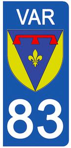 2 stickers pour plaque d'immatriculation Auto, 83 blason du Var