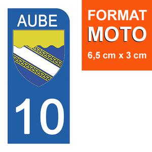 1 sticker pour plaque d'immatriculation MOTO , 10 AUBE