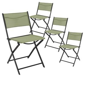 MELOM - Lot de 4 Chaises Pliantes Textilène Vert