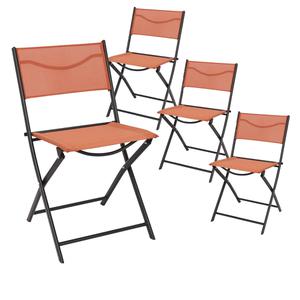 MELOM - Lot de 4 Chaises Pliantes Textilène Terracotta