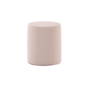 CONNIE - Pouf Rond 41cm Tissu Bouclé Rose