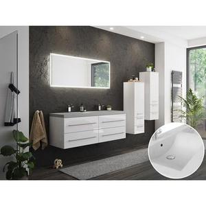 Ensemble de meuble de SDB Dareios XL en blanc brillant 4 pièce: 2 colonnes