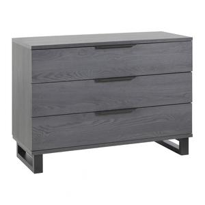 CARLIN - Commode 3 Tiroirs Aspect Bois Gris et Piètement Métal Noir