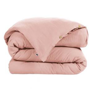 OUREA - Housse de Couette 240x220cm Gaze de Coton Rose Pêche