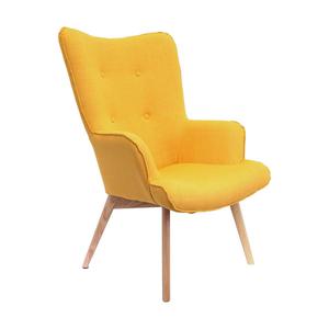 HAYNA - Fauteuil Jaune et Piétement Naturel