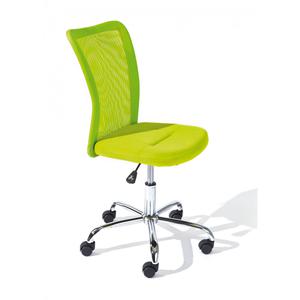 CLIDE - Chaise de Bureau Enfant Tissu Vert et Pieds Chromés