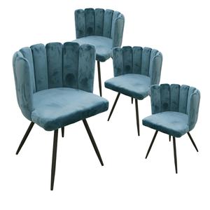 CHARLOTTE - Lot de 4 Chaises Velours Bleu