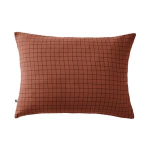 OUREA MOTIF - Taie d'Oreiller 50x70cm Gaze de Coton Terracotta à Petits Carreaux