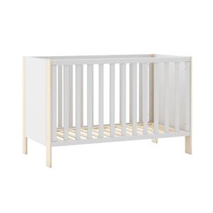 KAINA - Lit Bébé 60x120cm MDF et Pin Coloris Blanc et Naturel