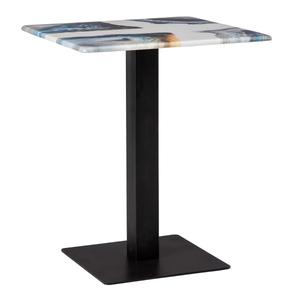 MALOI - Table d'Appoint Carrée Plateau Blanc Effet Aquarelle