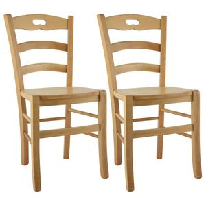 SUZY - Lot de 2 Chaises Naturelles et Assises en Bois