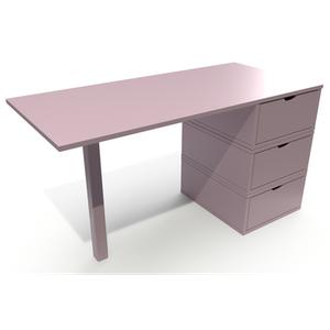 Bureau bois 3 tiroirs Cube Violet Pastel