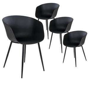 MONTANA - Lot de 4 Chaises PolyPropylène Noir et Pieds Acier