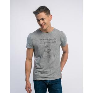 T-shirt Homme - Un Oiseau Qui Boit Il Prend Une Cui-cuite - Gris Chiné - Taille M