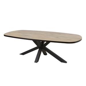 CANYON - Table Ovale 230cm Aspect Bois Piètement Araignée Métal Noir