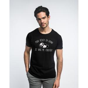 T-shirt Homme - Pour Rever En Grand Je Vais Me Coucher - Noir - Taille S