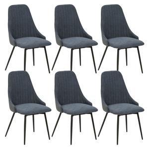 UNDY - Lot de 6 Chaises Pivotantes Tissu Bleu