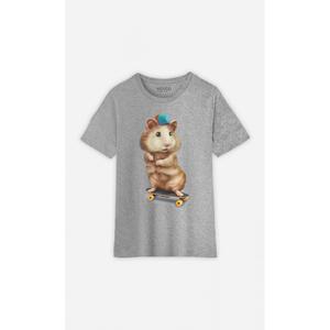 Tshirt Enfant Skateboard Hamster - Gris Chiné - Taille 10 ans