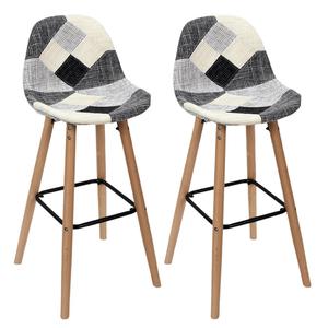 MOZAIK - Lot de 2 Tabourets Scandinaves Noirs et Blancs