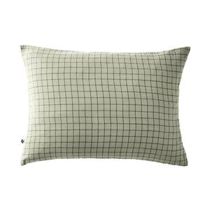 OUREA MOTIF - Taie d'Oreiller 50x70cm Gaze de Coton Vert d'Eau à Petits Carreaux