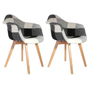 MOZAIK - Lot de 2 Fauteuils Scandinaves Noirs et Blancs