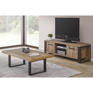 KORA - Ensemble Table Basse + Meuble TV Aspect Bois et Métal