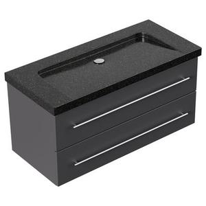 Meuble SDB Damo en avec vasque en granit Galaxy Black 100cm sans pré-perçage