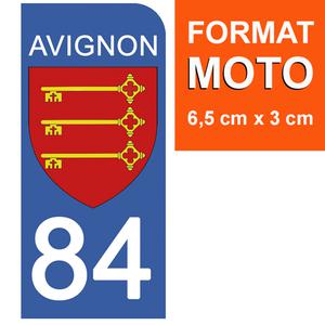 1 sticker pour plaque d'immatriculation MOTO, 84 AVIGNON, VAUCLUSE