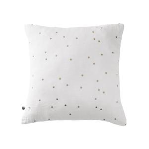 OUREA MOTIF - Taie d'Oreiller 60x60cm Gaze de Coton Chantilly à Pois Dorés