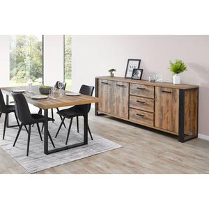 KORA - Ensemble Table 200cm + Buffet 3 Portes 3 Tiroirs