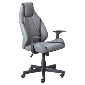 WESTLAND - Fauteuil de Bureau Simili Gris et Tissu Noir