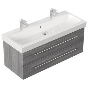 Meuble SDB avec vasque de Geberit Icon 120 cm décor chêne argenté