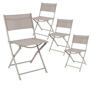 MELOM - Lot de 4 Chaises Pliantes Textilène Gris Taupe