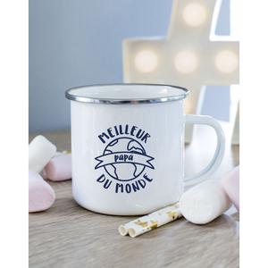 Mug Metal Meilleur Papa Du Monde 2 Mpt - Blanc - Taille TU