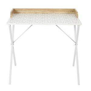 PINTO - Bureau Blanc Motifs Eclats Rebord Effet Bois