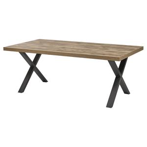 JENNA - Table 200cm Aspect Bois Piètement X Métal Poudré Noir