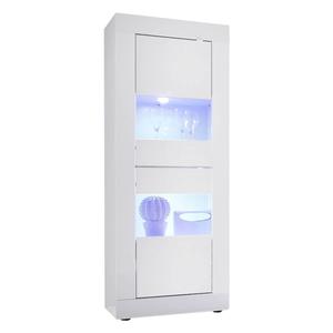 OTELLO - Vitrine 2 Portes Finition Blanc Laqué Weiss avec Leds