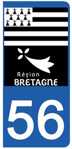 2 stickers pour plaque d'immatriculation Auto, 56 Morbihan