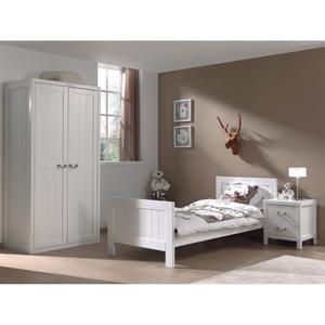 LAZIO - Lit 90x200cm + Chevet + Armoire 2 Portes