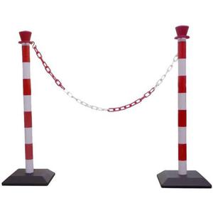 Kit 2 poteaux PVC base lestée + chaine - L. 2 m - Rouge / Blanc