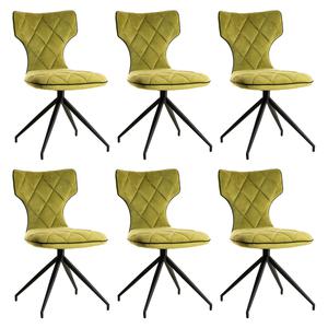 STYK - Lot de 6 Chaises Tissu Vertes Surpiqures Carreaux