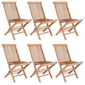 HORIZON - Lot de 6 Chaises de Jardin en Teck Massif Naturel