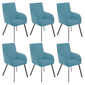 CATILA - Lot de 6 Fauteuils Bleus Piètement Gris Mat