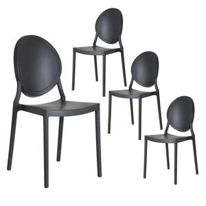 GLOW - Lot de 4 Chaises Médaillon Empilables PP Anthracite