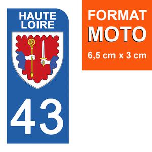 1 sticker pour plaque d'immatriculation MOTO , 43 HAUTE LOIRE