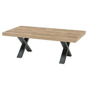 CEDRA - Table Basse Aspect Bois Piètement X Métal Poudré Noir