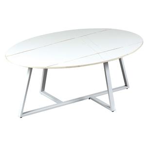 VIKASH - Table Basse Plateau en Céramique Effet Marbre Blanc Piétement Métal Blanc