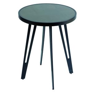 LAUREN - Table d'Appoint Plateau Céramique Piètement Noir