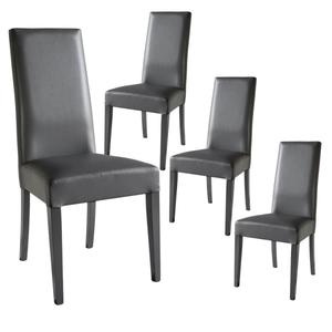 TORINO - Lot de 4 Chaises Simili Gris et Pieds Laqués