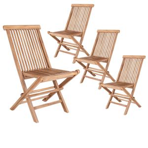 HORIZON - Lot de 4 Chaises de Jardin en Teck Massif Naturel